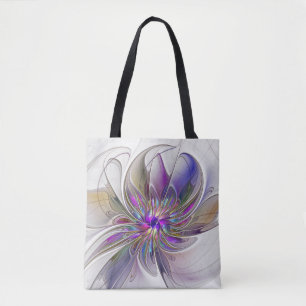 Energische, farbenfrohe abstrakte fraktale Blumenk Tasche
