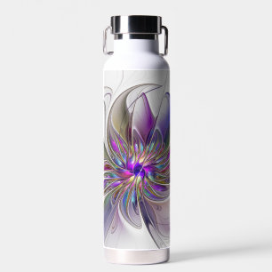 Energische, farbenfrohe abstrakte fraktale Blumenk Trinkflasche