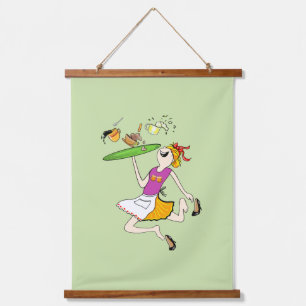 Energische Frau auf Poster Wandteppich Mit Holzrahmen