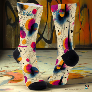 Energischer abstrakter Entwurf in Magenta, Orange Socken