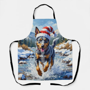 Energischer Blue Heeler Hund Winter Creek Weihnach Schürze