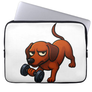 Energischer Dachshund-Hantel-Comic-Motivation Laptopschutzhülle