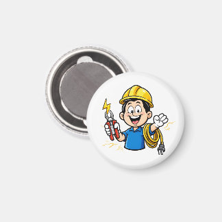 Energischer Elektriker Maskottchen Blitz Cartoon K Magnet