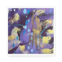 Energisches Blau, Lila und Gold abstraktes Kunstwe