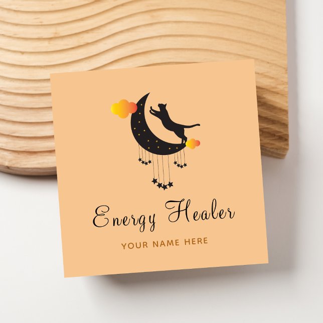 Energy Healer Black Cat Psychic Fortune Teller Quadratische Visitenkarte (Von Creator hochgeladen)
