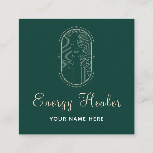 Energy Healer Spirituelle Linie Art Deco Reiki Mas Quadratische Visitenkarte (Vorderseite)