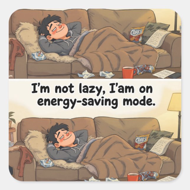 Energy-Saving Mode” Sticker – Cozy Webcomic Vibes (Vorderseite)