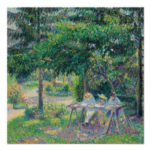 Enfables attablés dans le jardin Camille Pissarro Poster