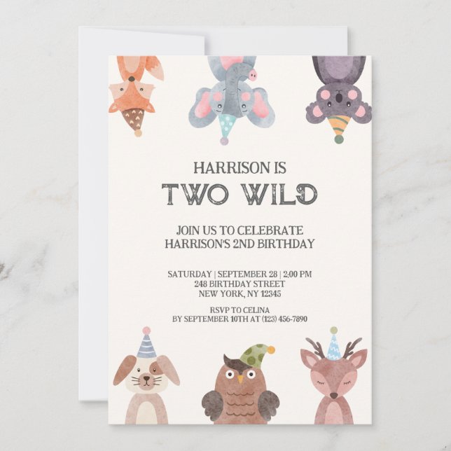 Enfant animal mignon sans sexe Invitation (Devant)