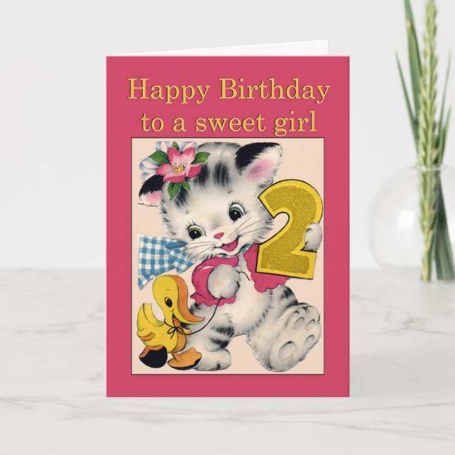 Enfant de deux ans Carte d'anniversaire chat et ca (Devant)