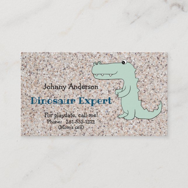 Enfant Dinosaure Carte de visite Pour Garçon Playd (Devant)
