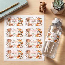 Étiquettes de nom d'animaux mignons pour enfants e