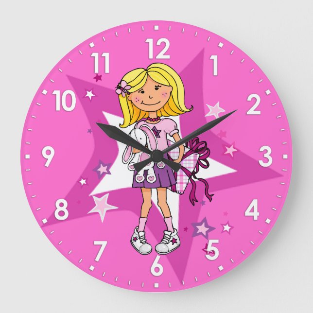 enfant filles cadeau boudins salle rose horloge mu (Recto)