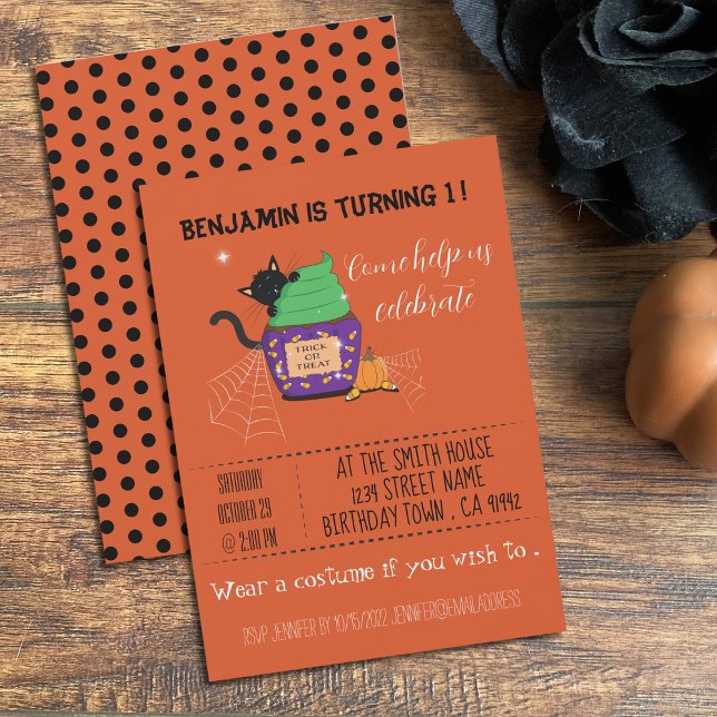 Enfant Halloween Anniversaire Orange Invitation (Créateur téléchargé)