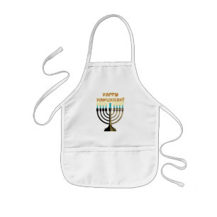 Enfant Le tablier de l'enfant heureux de Hanoukka Menorah