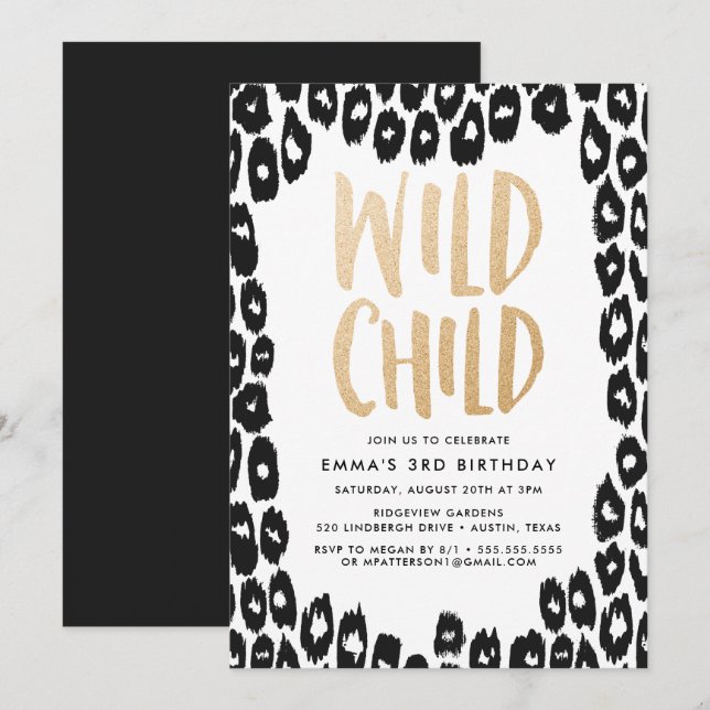Enfant sauvage | Invitation de fête d'anniversaire (Devant / Derrière)
