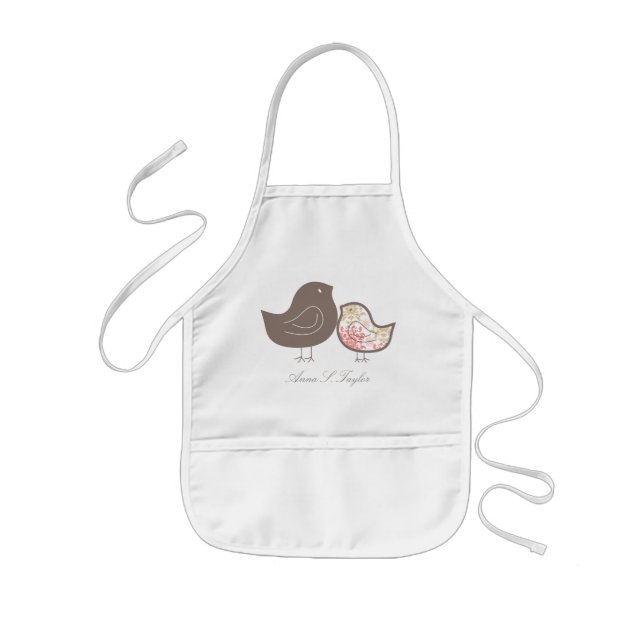 Enfant Tablier personnalisé à motif damassé rose doux et  (Devant)