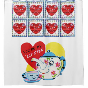 enfant tasse thé valentines douche rideau