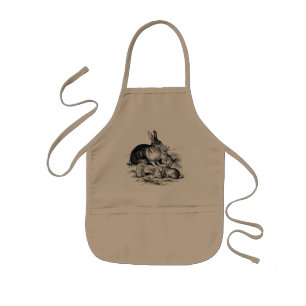 Enfant Une famille de lapins - tablier d'illustration vin
