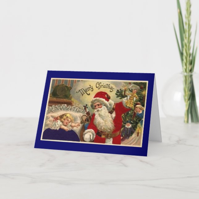 Enfant vintage avec carte de Noël Père Noël (Devant)