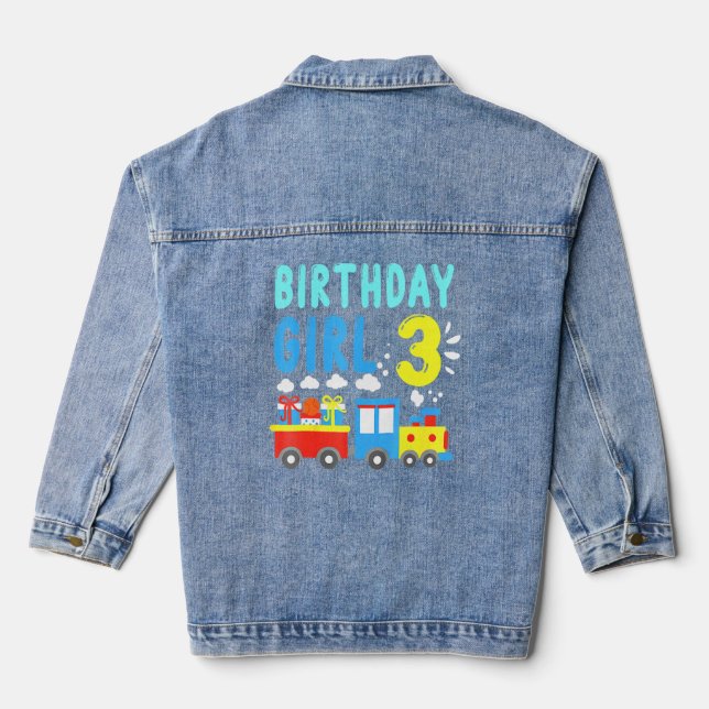 Enfants 3e anniversaire Fête des trains Fille Anni (Verso)