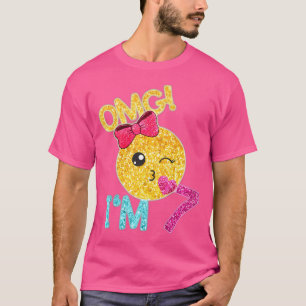 Enfants 7 Ans Fille Bisou Visage Émoticône T-Shirt