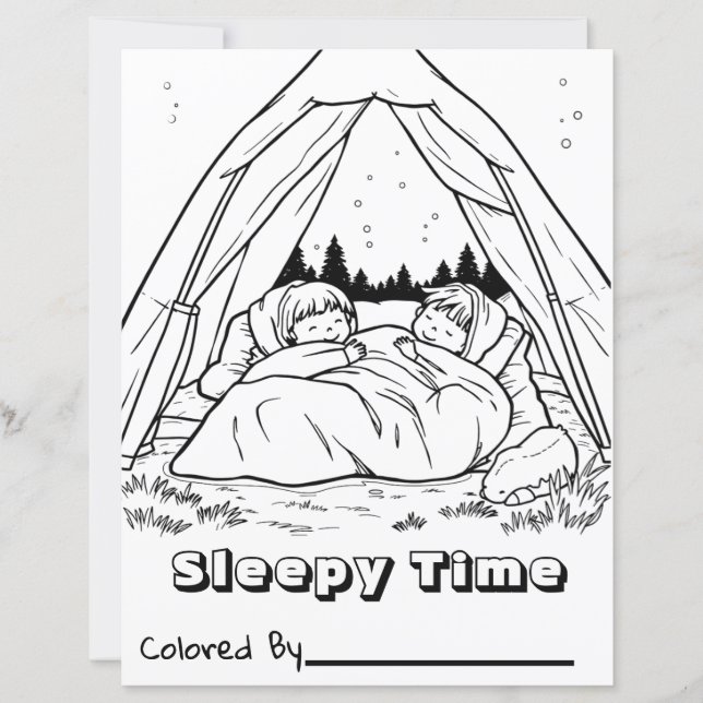 Enfants à la tente | Page de coloriage du camping  (Devant)