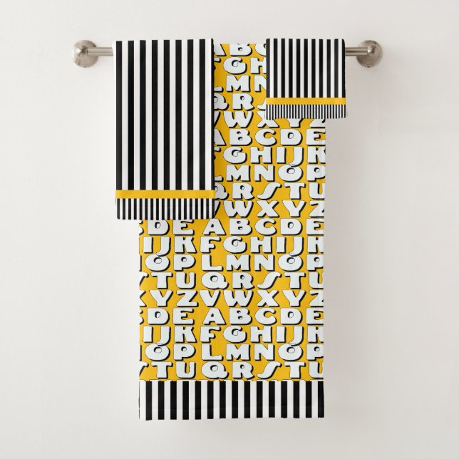 Enfants Alphabet Black Stripes Jaune (En situation)