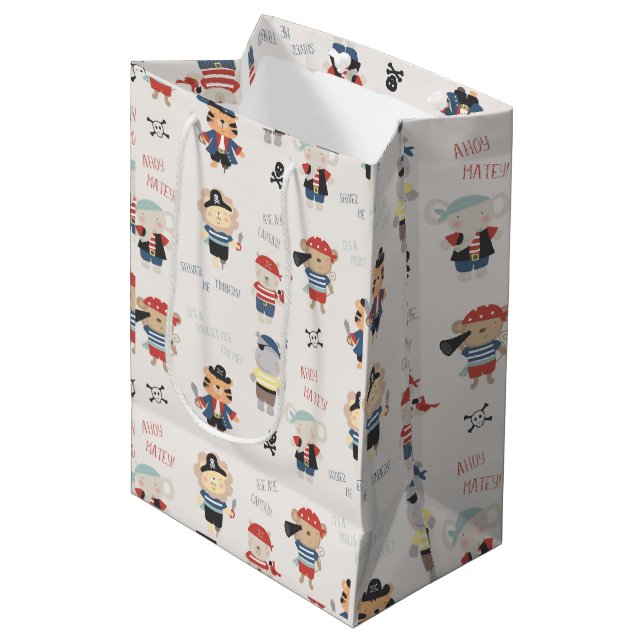 Enfants Animal Crew Party Pirate Medium Cadeau sac (Devant Angle)