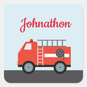 Enfants autocollants de camion de pompiers personn