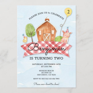 Enfants Barnyard Invitation d'anniversaire