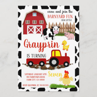 Enfants Barnyard invitation d'anniversaire garçons