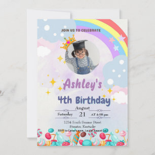 Enfants Candy Land Anniversaire Invitation