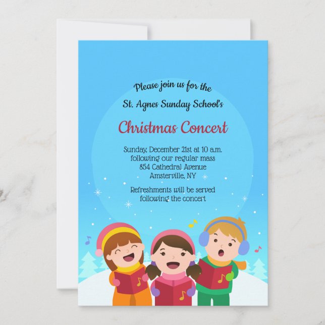 Enfants Caroling Holiday Invitation (Devant)