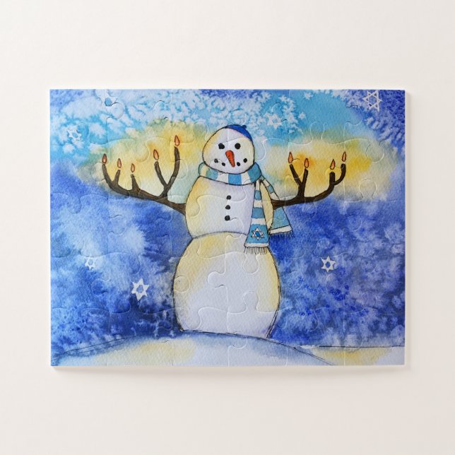 Enfants Chanukah Snowman Puzzle (Horizontal)