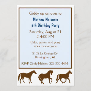Enfants Chevaux Invitation Anniversaire