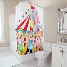 Enfants Clowns Sur Rideau De Douche Blanc