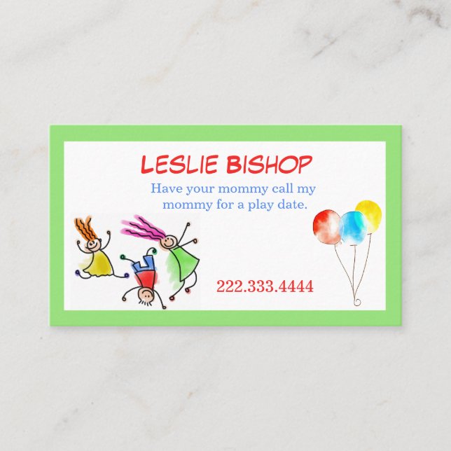 Enfants colorés Jouer Carte Date (Devant)