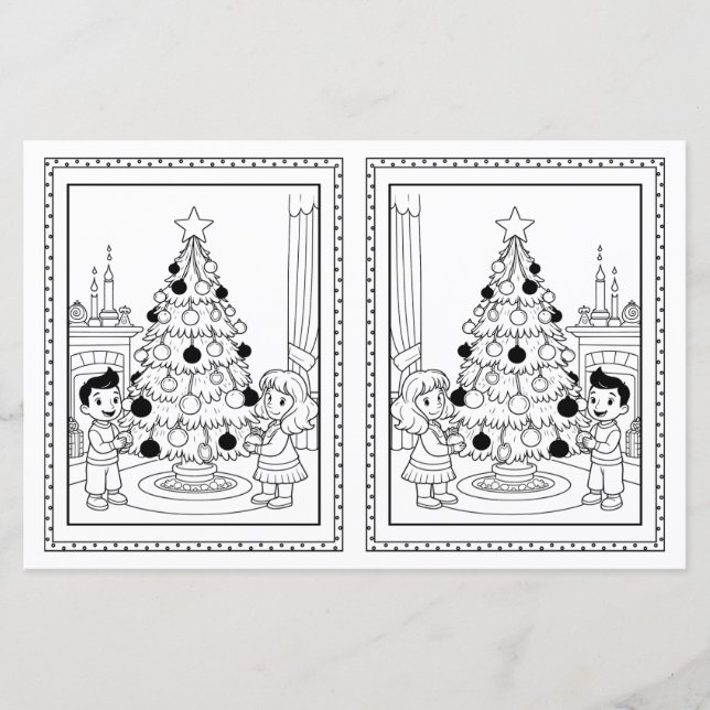 Enfants Coloriage Arbre Papier de Noël Modèle (Devant)