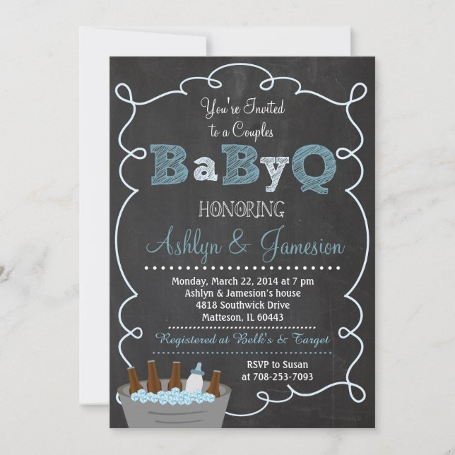 Enfants Couples BabyQ BBQ Baby shower Invitation (Devant)