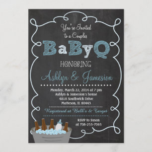 Enfants Couples BabyQ BBQ Baby shower Invitation