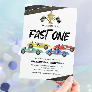 Enfants Course voiture 1er anniversaire Invitation