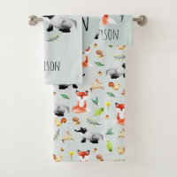 Enfants Cute Modern Forest Animaux Motif Fox Nom