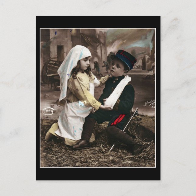 Enfants de la guerre - Carte postale française vin (Devant)