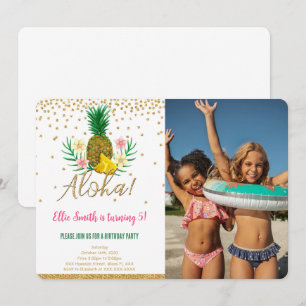Enfants d'Hawaiian Birthday Photo Invitation