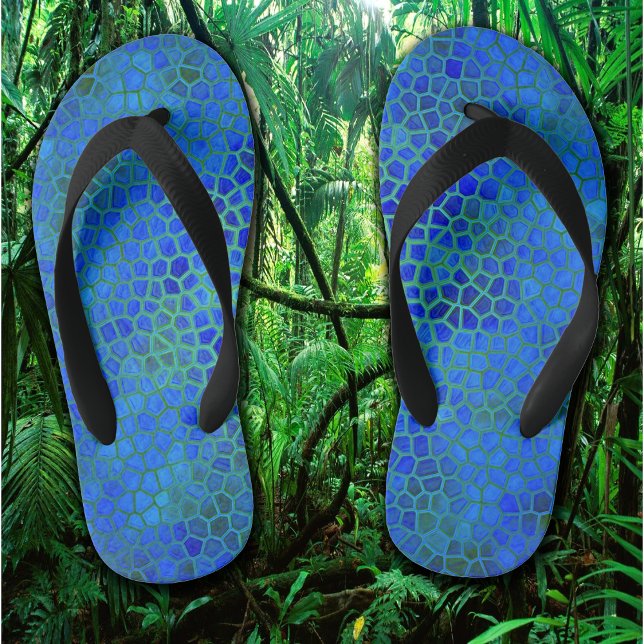 Enfants Dinosaure Bleu Cacher la paire de tongs (Blue Dinosaur Hide Kids Flip Flops)