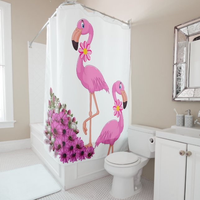 Enfants Douche rideau Flamant rose rose Floral (En situation)