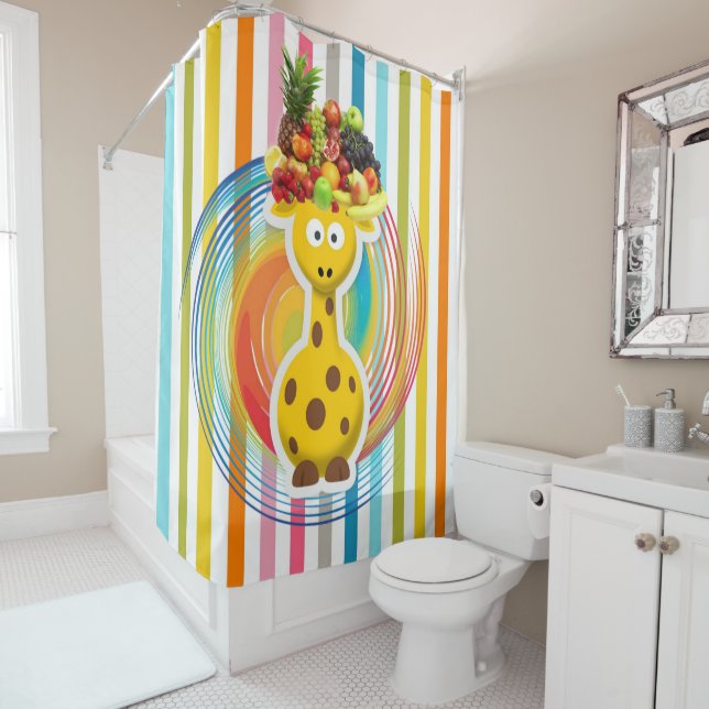Enfants Douche rideau Giraffe Fruit à rayures flor (En situation)