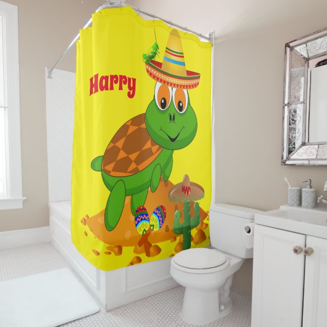 Enfants Douche rideau Tortue verte Sombrero (En situation)