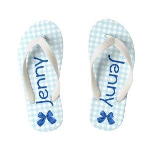 Enfants Flops à tongs En vichy filles bleu et blanc